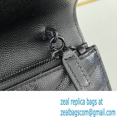 Saint Laurent cassandre matelasse envelope chain wallet in grain de poudre embossed leather 393953/742920/695108 Black