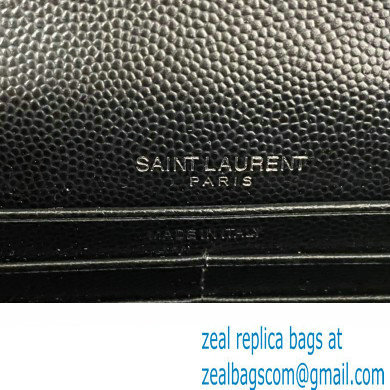 Saint Laurent cassandre matelasse envelope chain wallet in grain de poudre embossed leather 393953/742920/695108 Black