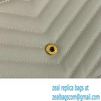Saint Laurent cassandre matelasse envelope chain wallet in grain de poudre embossed leather 393953/742920/695108 Creamy/Gold - Click Image to Close