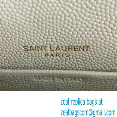 Saint Laurent cassandre matelasse envelope chain wallet in grain de poudre embossed leather 393953/742920/695108 Creamy/Gold