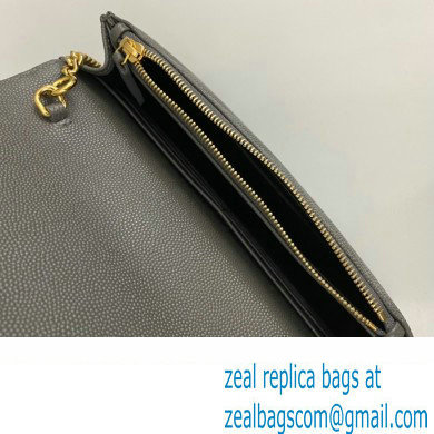 Saint Laurent cassandre matelasse envelope chain wallet in grain de poudre embossed leather 393953/742920/695108 Gray/Gold