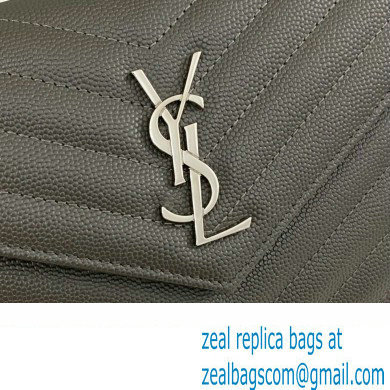 Saint Laurent cassandre matelasse envelope chain wallet in grain de poudre embossed leather 393953/742920/695108 Gray/Silver - Click Image to Close