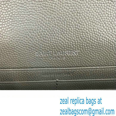 Saint Laurent cassandre matelasse envelope chain wallet in grain de poudre embossed leather 393953/742920/695108 Gray/Silver