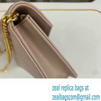 Saint Laurent cassandre matelasse envelope chain wallet in grain de poudre embossed leather 393953/742920/695108 Pink/Gold - Click Image to Close