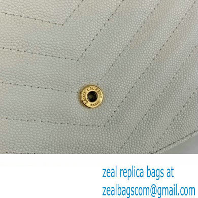 Saint Laurent cassandre matelasse envelope chain wallet in grain de poudre embossed leather 393953/742920/695108 White/Gold - Click Image to Close