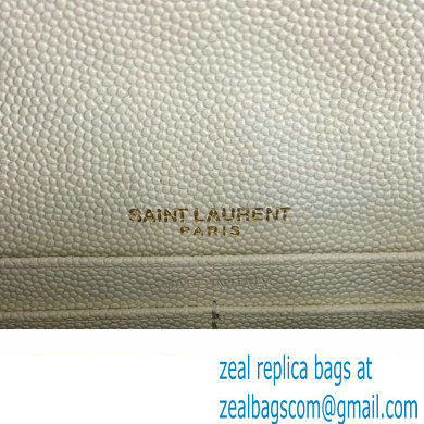 Saint Laurent cassandre matelasse envelope chain wallet in grain de poudre embossed leather 393953/742920/695108 White/Gold - Click Image to Close
