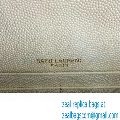 Saint Laurent cassandre matelasse envelope chain wallet in grain de poudre embossed leather 393953/742920/695108 White/Gold