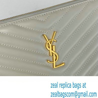 Saint Laurent cassandre matelasse tablet pouch in quilted leather 559193 White
