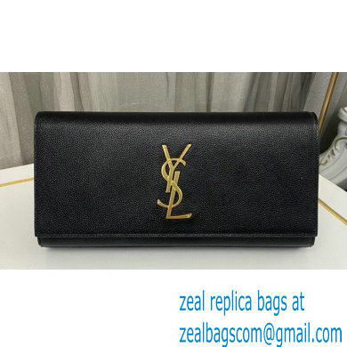 Saint Laurent kate clutch in grain de poudre embossed leather 326079 Black