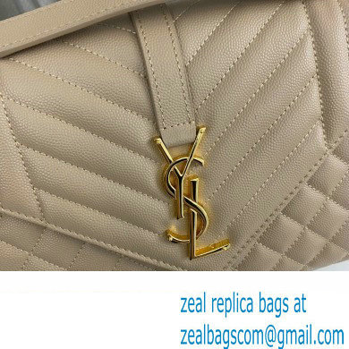 Saint Laurent medium envelope Bag in quilted grain de poudre embossed leather 600185 Beige - Click Image to Close