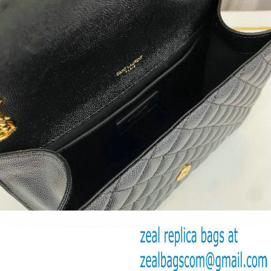 Saint Laurent medium envelope Bag in quilted grain de poudre embossed leather 600185 Black/Gold - Click Image to Close