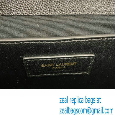 Saint Laurent medium envelope Bag in quilted grain de poudre embossed leather 600185 Black/Gold - Click Image to Close