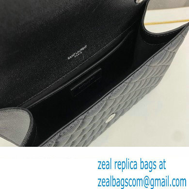 Saint Laurent medium envelope Bag in quilted grain de poudre embossed leather 600185 Black/Silver