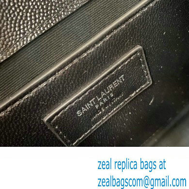 Saint Laurent medium envelope Bag in quilted grain de poudre embossed leather 600185 Black/Silver