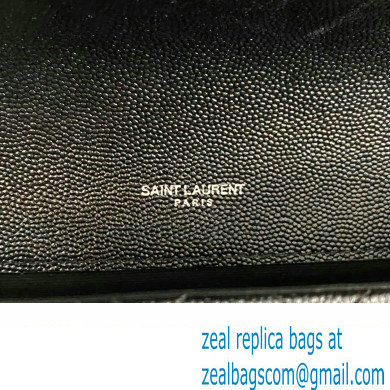 Saint Laurent medium envelope Bag in quilted grain de poudre embossed leather 600185 Black/Silver