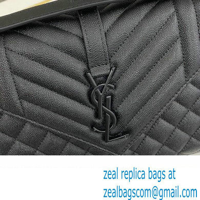 Saint Laurent medium envelope Bag in quilted grain de poudre embossed leather 600185 Black