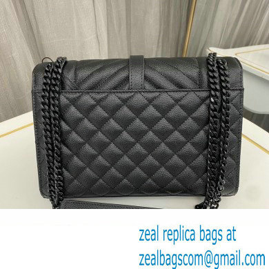 Saint Laurent medium envelope Bag in quilted grain de poudre embossed leather 600185 Black