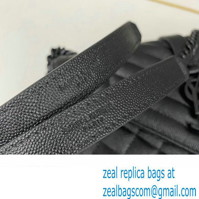 Saint Laurent medium envelope Bag in quilted grain de poudre embossed leather 600185 Black