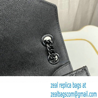 Saint Laurent medium envelope Bag in quilted grain de poudre embossed leather 600185 Black