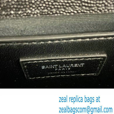 Saint Laurent medium envelope Bag in quilted grain de poudre embossed leather 600185 Black