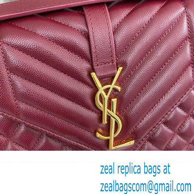 Saint Laurent medium envelope Bag in quilted grain de poudre embossed leather 600185 Dark Red