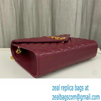 Saint Laurent medium envelope Bag in quilted grain de poudre embossed leather 600185 Dark Red - Click Image to Close