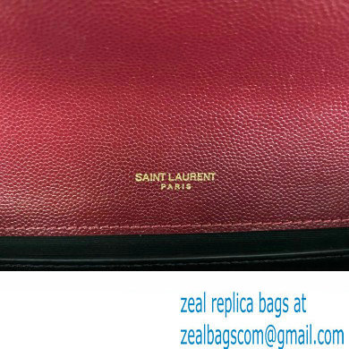 Saint Laurent medium envelope Bag in quilted grain de poudre embossed leather 600185 Dark Red - Click Image to Close