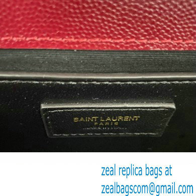 Saint Laurent medium envelope Bag in quilted grain de poudre embossed leather 600185 Dark Red