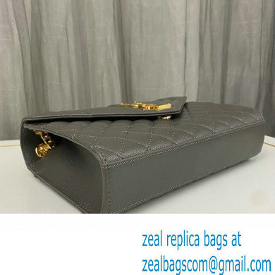Saint Laurent medium envelope Bag in quilted grain de poudre embossed leather 600185 Gray - Click Image to Close