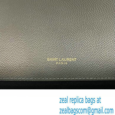 Saint Laurent medium envelope Bag in quilted grain de poudre embossed leather 600185 Gray