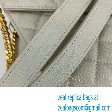 Saint Laurent medium envelope Bag in quilted grain de poudre embossed leather 600185 White - Click Image to Close