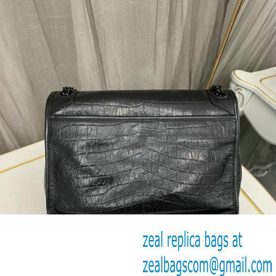 Saint Laurent medium niki Bag in crocodile-embossed leather 633150 Black