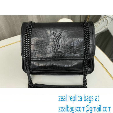 Saint Laurent niki baby Bag in crocodile-embossed leather 633151 Black - Click Image to Close