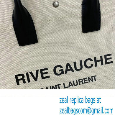 Saint Laurent rive gauche n/s shopping bag in linen and cotton 631682 White - Click Image to Close