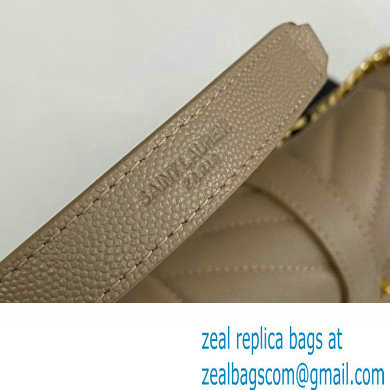 Saint Laurent small envelope Bag in quilted grain de poudre embossed leather 600195 Beige