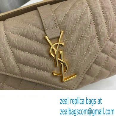 Saint Laurent small envelope Bag in quilted grain de poudre embossed leather 600195 Beige