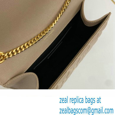 Saint Laurent small envelope Bag in quilted grain de poudre embossed leather 600195 Beige