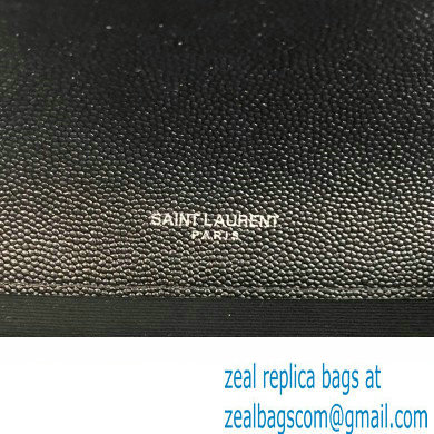 Saint Laurent small envelope Bag in quilted grain de poudre embossed leather 600195 Black/Silver - Click Image to Close
