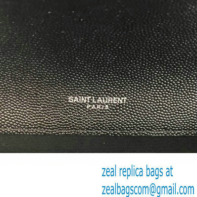 Saint Laurent small envelope Bag in quilted grain de poudre embossed leather 600195 Black/Silver