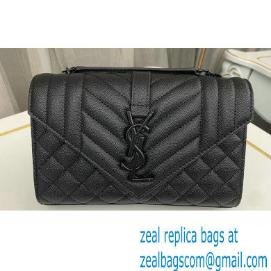 Saint Laurent small envelope Bag in quilted grain de poudre embossed leather 600195 Black