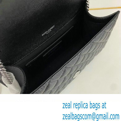 Saint Laurent small envelope Bag in quilted grain de poudre embossed leather 600195 Black