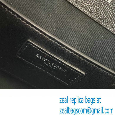 Saint Laurent small envelope Bag in quilted grain de poudre embossed leather 600195 Black