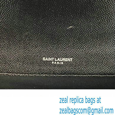Saint Laurent small envelope Bag in quilted grain de poudre embossed leather 600195 Black - Click Image to Close