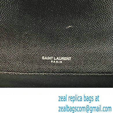 Saint Laurent small envelope Bag in quilted grain de poudre embossed leather 600195 Black