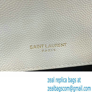 Saint Laurent small envelope Bag in quilted grain de poudre embossed leather 600195 White - Click Image to Close