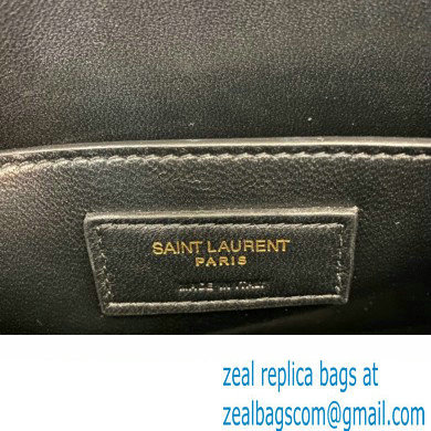 Saint Laurent solferino medium supple satchel bag in quilted lambskin 733704 Black - Click Image to Close