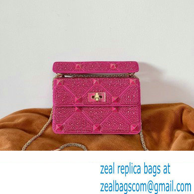 VALENTINO MEDIUM ROMAN STUD THE SHOULDER BAG WITH CHAIN AND SPARKLING EMBROIDERY fuchsia 2022 - Click Image to Close