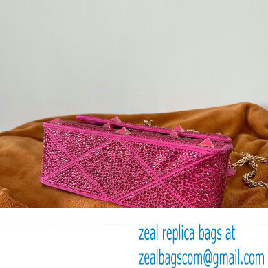 VALENTINO MEDIUM ROMAN STUD THE SHOULDER BAG WITH CHAIN AND SPARKLING EMBROIDERY fuchsia 2022