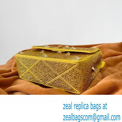 VALENTINO MEDIUM ROMAN STUD THE SHOULDER BAG WITH CHAIN AND SPARKLING EMBROIDERY yellow 2022