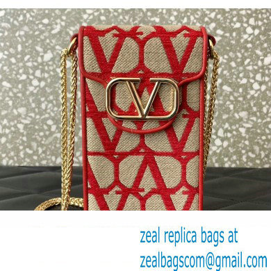 Valentino Loco Phone Case With Chain Bag in Toile Iconographe Red 2023